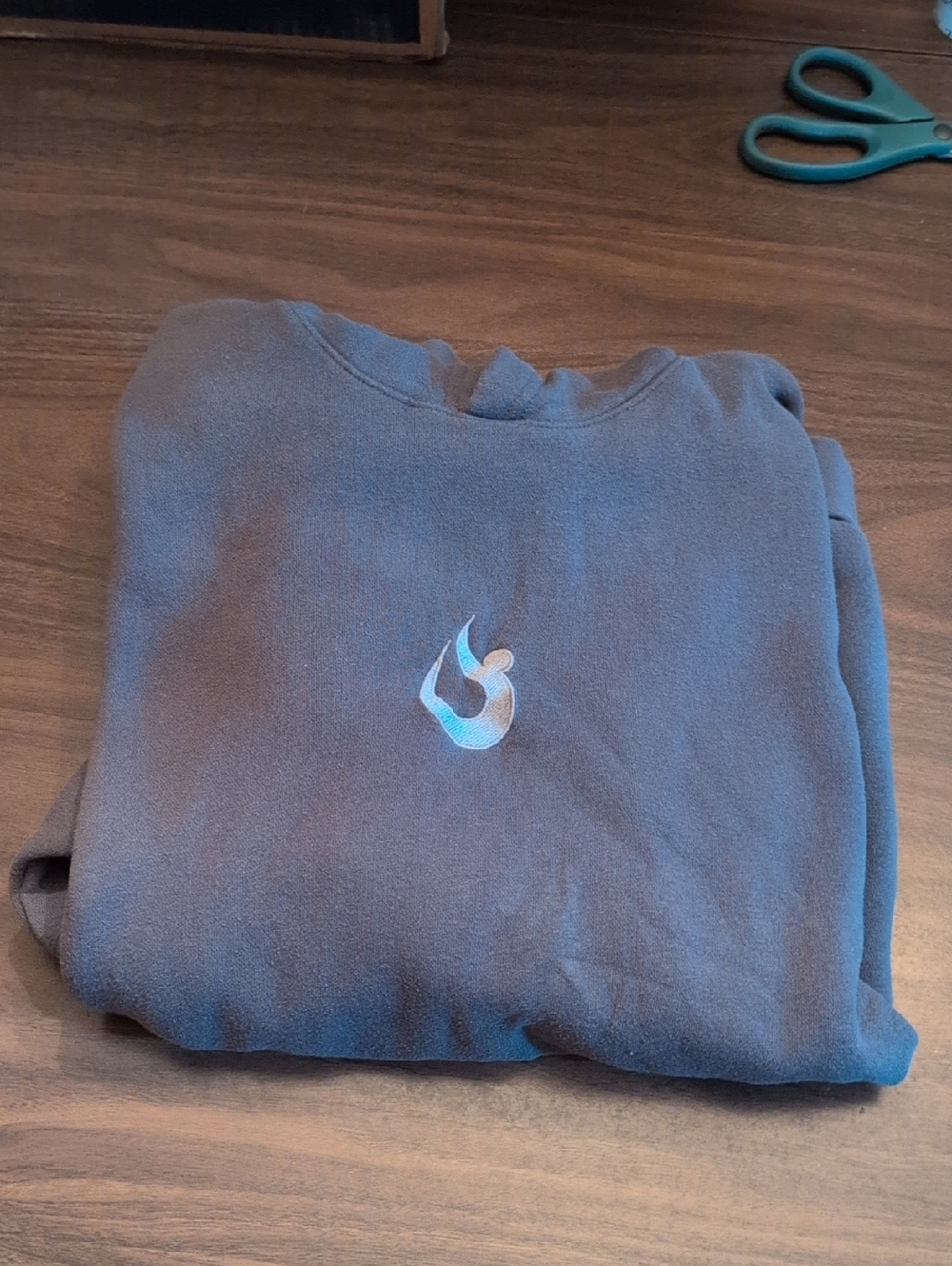 Womens Blue Pullover Sweater with Embroidered Logo